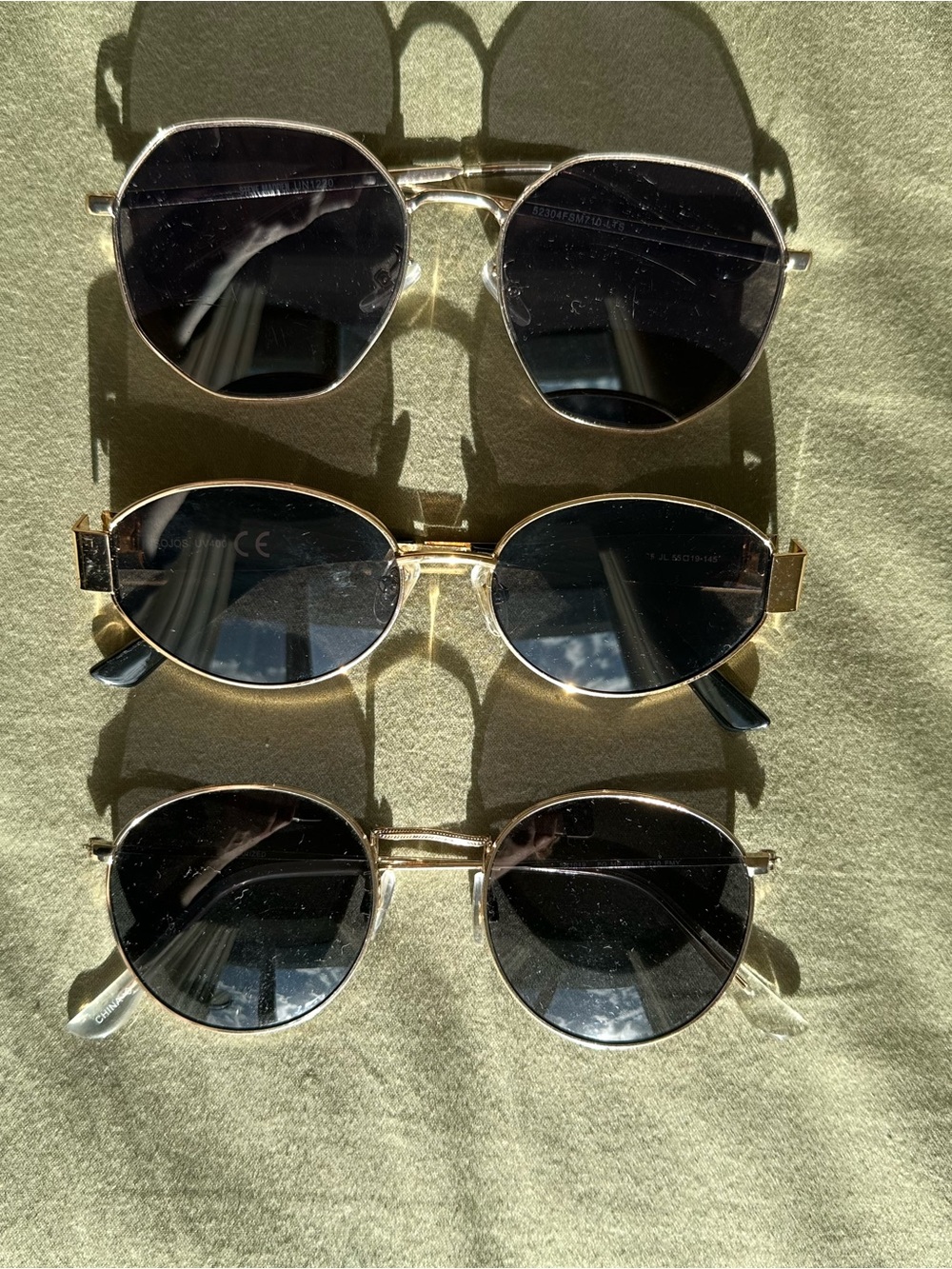 Gold and Silver Framed Black Lens Women's Sunglasses - Classic Metal Shades